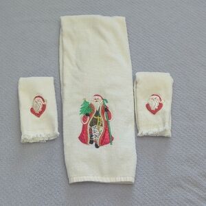 Towel Set Christmas Santa Embroidered